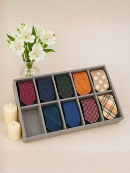 The Big Trove - 10 Slot Tie Organizer Tray For Wardrobe Closet-Grey