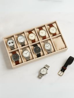 The Big Trove - 10 Slot Watch Organizer Tray For Wardrobe Closet-Cream