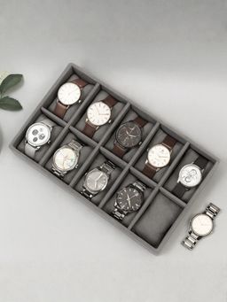 The Big Trove - 10 Slot Watch Organizer Tray For Wardrobe Closet-Grey