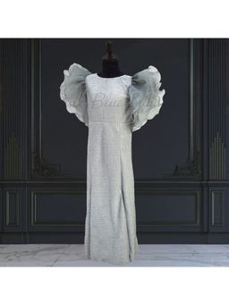 Pink Blue India - Girls Blended Fabric Silver Solid Dress