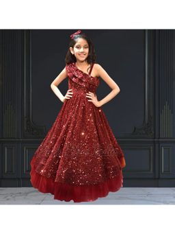 Pink Blue India - Girls Sequin Red Embellished Dress