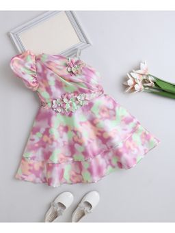 The Magic Wand - Girls Lavender Printed Dress