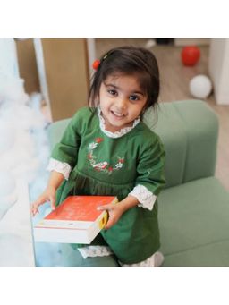 ZACH & KIKI - Cotton Green Embroidered Dress