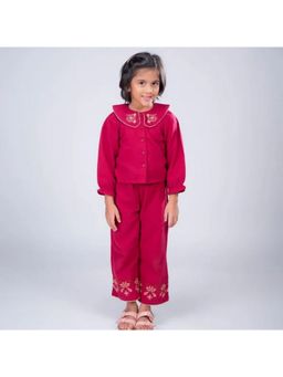 ZACH & KIKI - Girls Cotton Red Floral Co-Ord Set