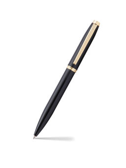 Pennline - Atlas Brass Ballpoint Pen Glossy Black With Gold Trims