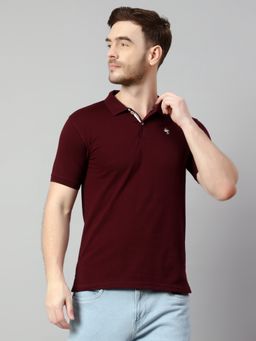 Cantabil - Men Cotton Wine Polo T-Shirt