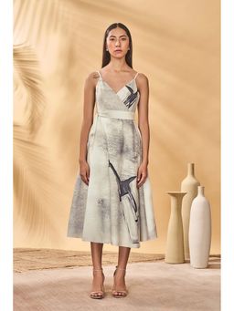 Masaba - Grey Moondust Mirage Wrap Dress with Belt (Set of 2)