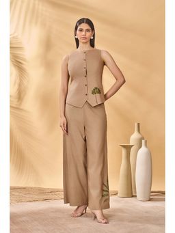 Masaba - Beige Trellis Palm Trousers