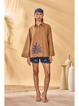 Masaba - Brown Trellis Paw Tree Shorts with Top (Set of 2)