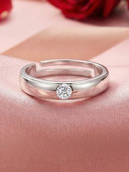 Ornate Jewels - 925 Silver 0.2 Carat American Diamond Adjustable Ring for Women & Girls