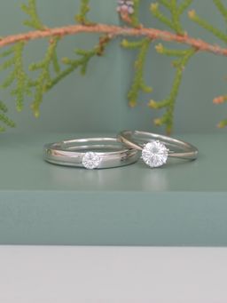 Ornate Jewels - 925 Sterling Silver American Diamond Adjustable Couple for Men and Women