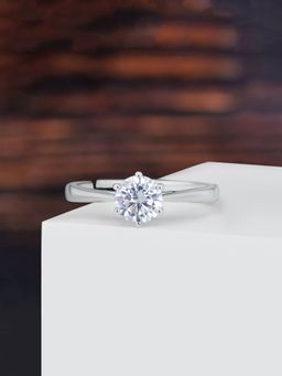 Ornate Jewels - 925 Silver 1.5 Carat American Diamond Solitaire Adjustable Ring For Women & Girls