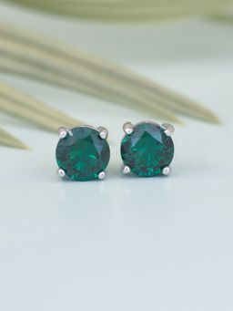 Ornate Jewels - 925 Silver 1.25 Carat Green Emerald Stud Earring For Women & Girls