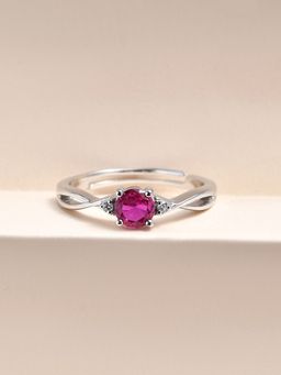 Ornate Jewels - 925 Silver Red Ruby Criss Cross Solitaire Adjustable Ring for Women and Girls (Adjustable)