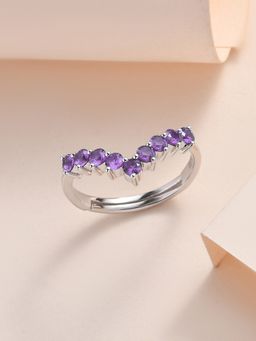 Ornate Jewels - 925 Silver Amethyst Adjustable Chevron Ring for Women and Girls (Free Size)