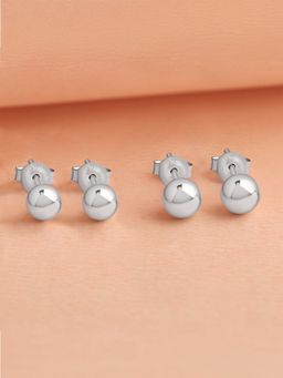 Ornate Jewels - 925 Silver 4 MM 5 MM Ball Stud Earrings for Women and Girls (Pack Of 2) (Free Size)