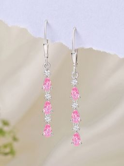 Ornate Jewels - 925 Silver Pink American Diamond Dangler Earring for Women and Girls (Free Size)