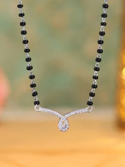 Ornate Jewels - 925 Silver American Diamond Infinity Adjustable Mangalsutra for Women