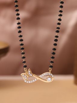 Ornate Jewels - 925 Silver Yellow Gold American Diamond Infinity Adjustable Mangalsutra for Women