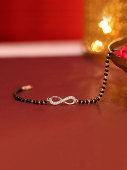Ornate Jewels - 925 Silver American Diamond Infinity Mangalsutra Bracelet for Women