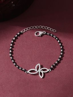 Ornate Jewels - 925 Silver American Diamond Butterfly Mangalsutra Bracelet for Women