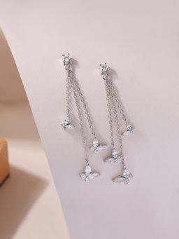 Ornate Jewels - 925 Silver American Diamond Butterfly Party Dangle Earring for Women & Girls