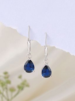 Ornate Jewels - 925 Silver Pear Blue Sapphire Dangle Earring For Women & Girls