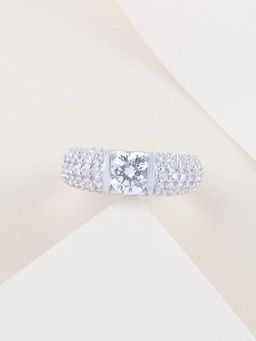 Ornate Jewels - 925 Silver 0.5 Carat American Diamond Halo Ring For Women & Girls