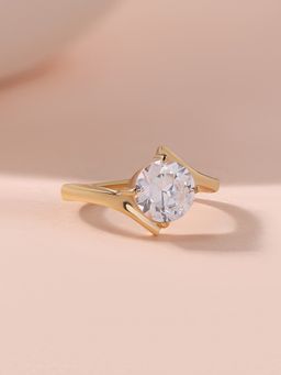 Ornate Jewels - 925 Silver Yellow Gold 3.5 Carat American Diamond Solitaire Ring for Women & Girls