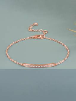 Ornate Jewels - 925 Silver Rose Gold American Diamond Trendy Bracelet for Women & Girls