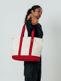 DailyObjects - Ivory-Crimson Red Field Tote Bag