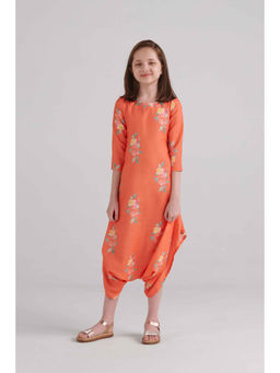 Pasha India - Bright Orange Dhoti Jumpsuit Kids