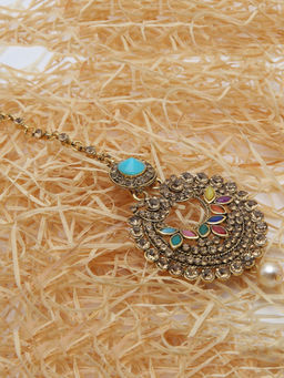 Anika's Creations - Anika's Creation Elegant Stone Studded Gold Plated Maang Tikka