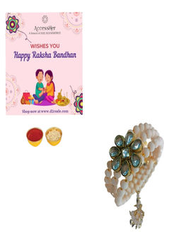 Accessher - Peach Beads Jhumka Lumba Rakhi for Bhabhi with Roli Chawal & Gift Card