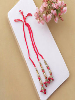 Accessher - Pink Jhumka Lumba Rakhi for Bhabhi with Roli Chawal & Card (Pack of 3)