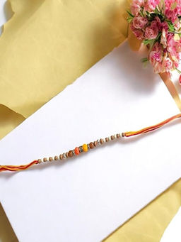 Accessher - Multi-Color Delicate Beads Rakhi with Card & Roli Chawal