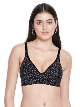 Shyaway - Women Black Beauty Play Pause Printed Non Padded Bra