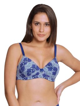 Shyaway - Taabu By Shyaway Women Surfblue Snake Print Padded Wirefree T Shirt Bra