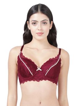 Shyaway - Women Sangria Wine Seamed Padded Wiwine 3/4th Coverage Bra