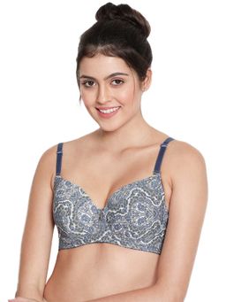 Shyaway - Women Azurine Blue Paisley Printed Padded Wired Bra