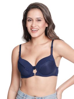 Shyaway - Women Ocean Blue Padded Wired Designer Lace Bra