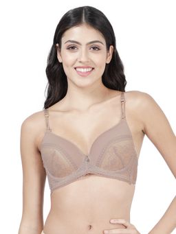 Shyaway - Women Hazelnut Lace Fancy Strap Wired Bra