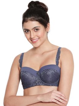 Shyaway - Women Jacaranda Blue Half Lace Cup Padded Wired Balconette Bra