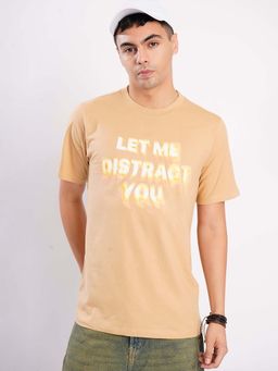 Bene Kleed - Beige Typography Regular T-shirt