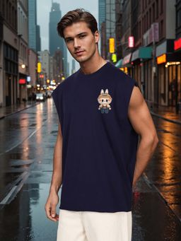 Bene Kleed - Navy Blue Solid Regular Tank T-shirt