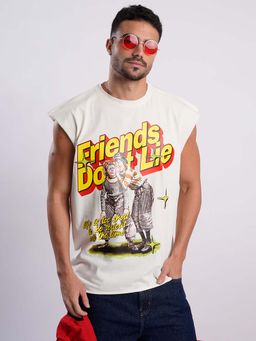 Bene Kleed - White Printed Regular Tank T-shirt