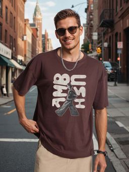 Bene Kleed - Brown Typography Oversized T-shirt