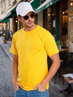 Bene Kleed - Yellow Solid Oversized T-shirt