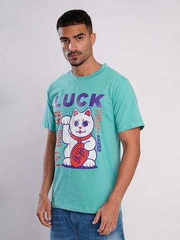 Bene Kleed - Green Printed Oversized T-shirt