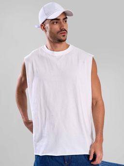 Bene Kleed - White Solid Oversized T-shirt